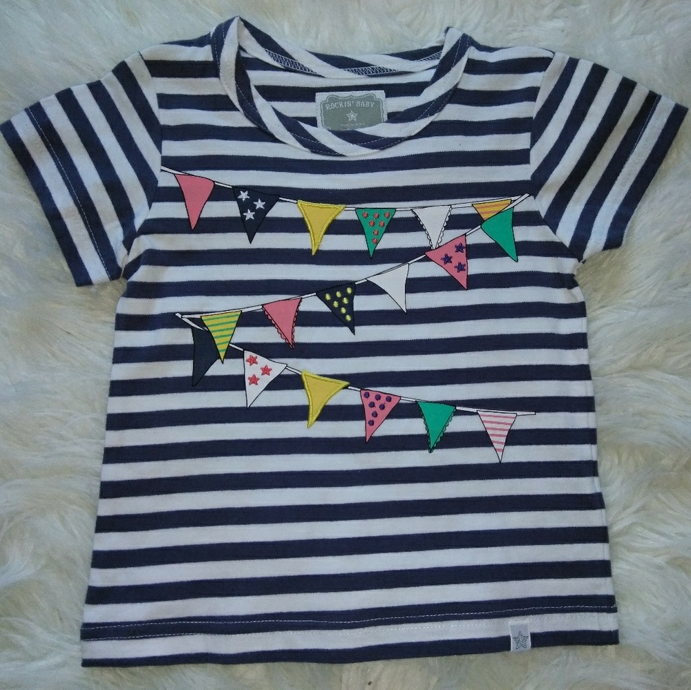 Rockin' Baby Striped Pennant Tee 3/4Y